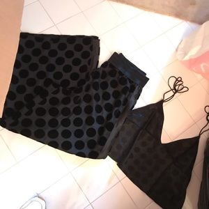 Vs dot mesh pant satin tie cami black dot Sz Sm